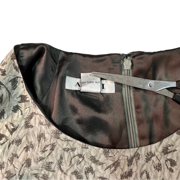 Alfani Green Abstract 100% Silk Short Sleeve Maxi 52”Dress Sz 12 Lined 1/2 Zip - Picture 8 of 15